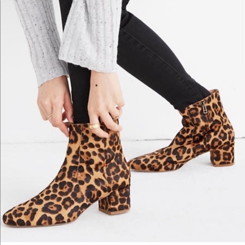Madewell Jada Calf Hair Leopard Booties Size 7